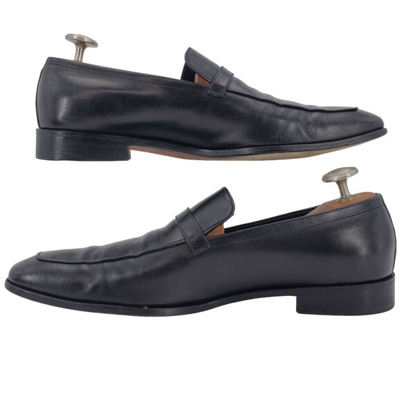Salvatore Ferragamo Italy Dress Shoes Men's 11D Black Leather Apron-toe Loafers - Picture 10 of 11